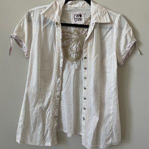 Johnny Was Short Sleeve Butterfly Button Up